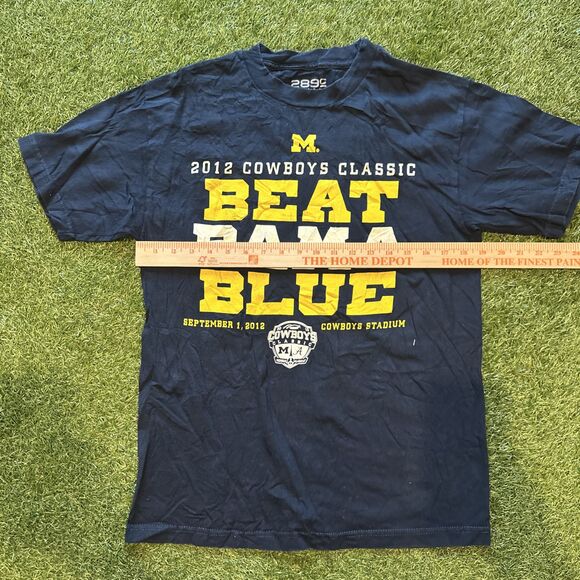 2012 Cowboys Classic Michigan Wolverines Beat Bama Blue Tee Shirt Mens Medium - Picture 4 of 8